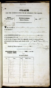 Original claim form for James Blair, awarded £83,530 in compensation for ownership of 1,508 people in British Guiana in August 1834. National Archives at Kew.